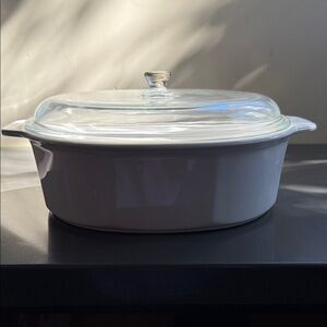 Princess House White Casserole Dish with Glass Lid